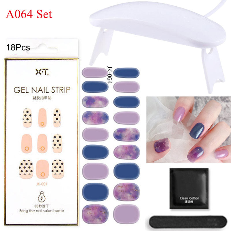 Gel Nail Wraps with UV Lamp Set