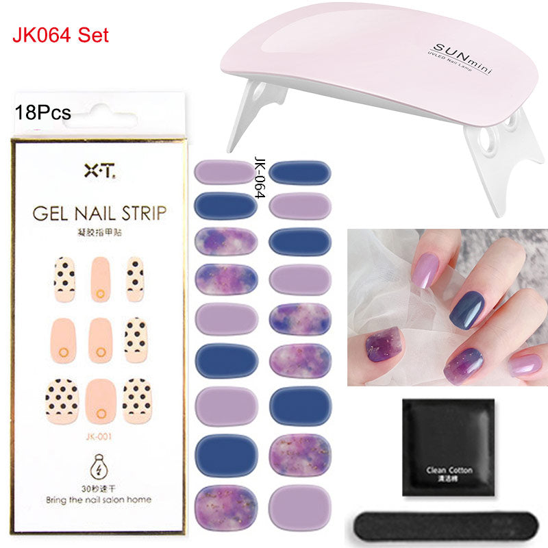 Gel Nail Wraps with UV Lamp Set