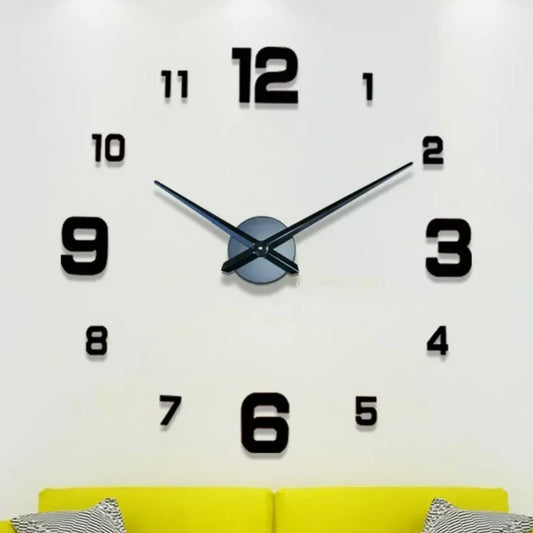 Digital Clock Wall Clock Living Room Large Garden Acrylic Mirror Sticker Decoration