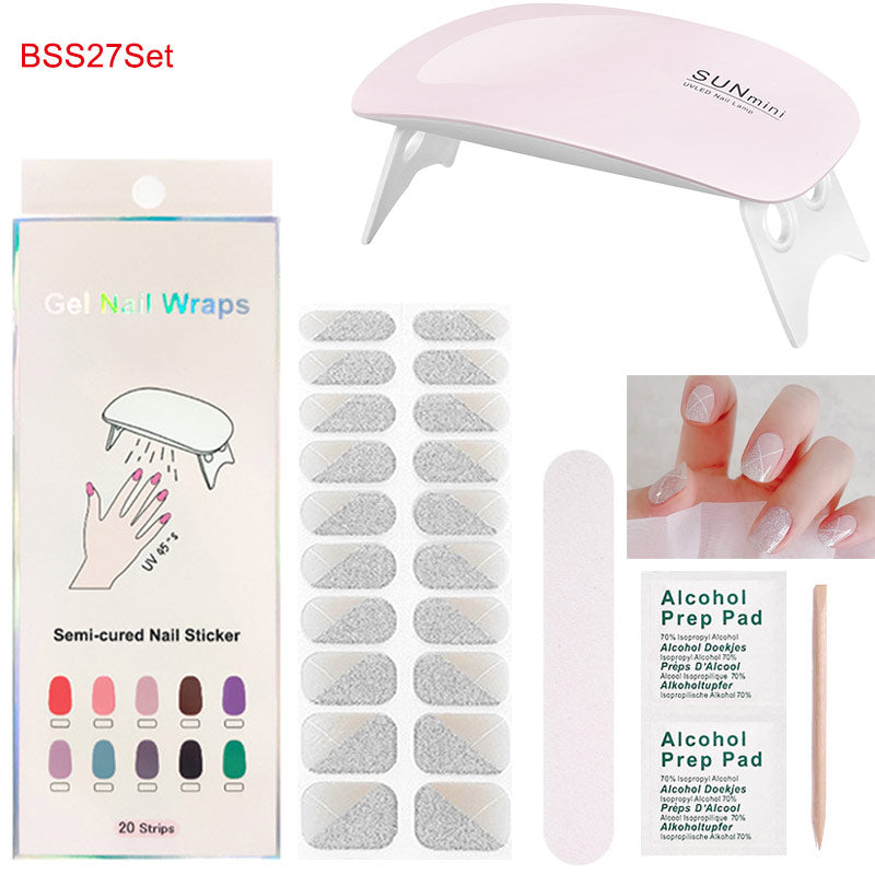 Gel Nail Wraps with UV Lamp Set