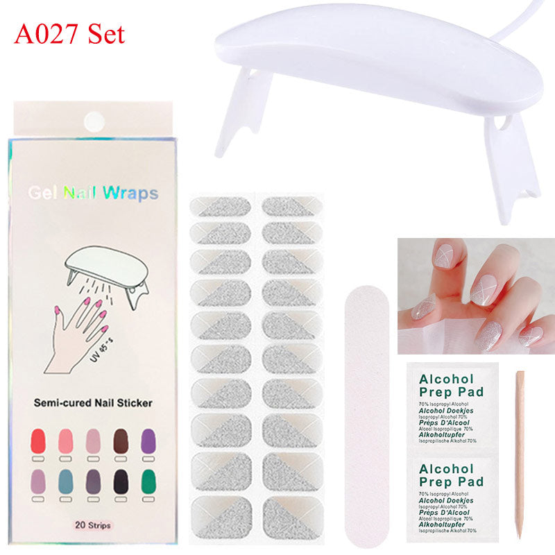 Gel Nail Wraps with UV Lamp Set